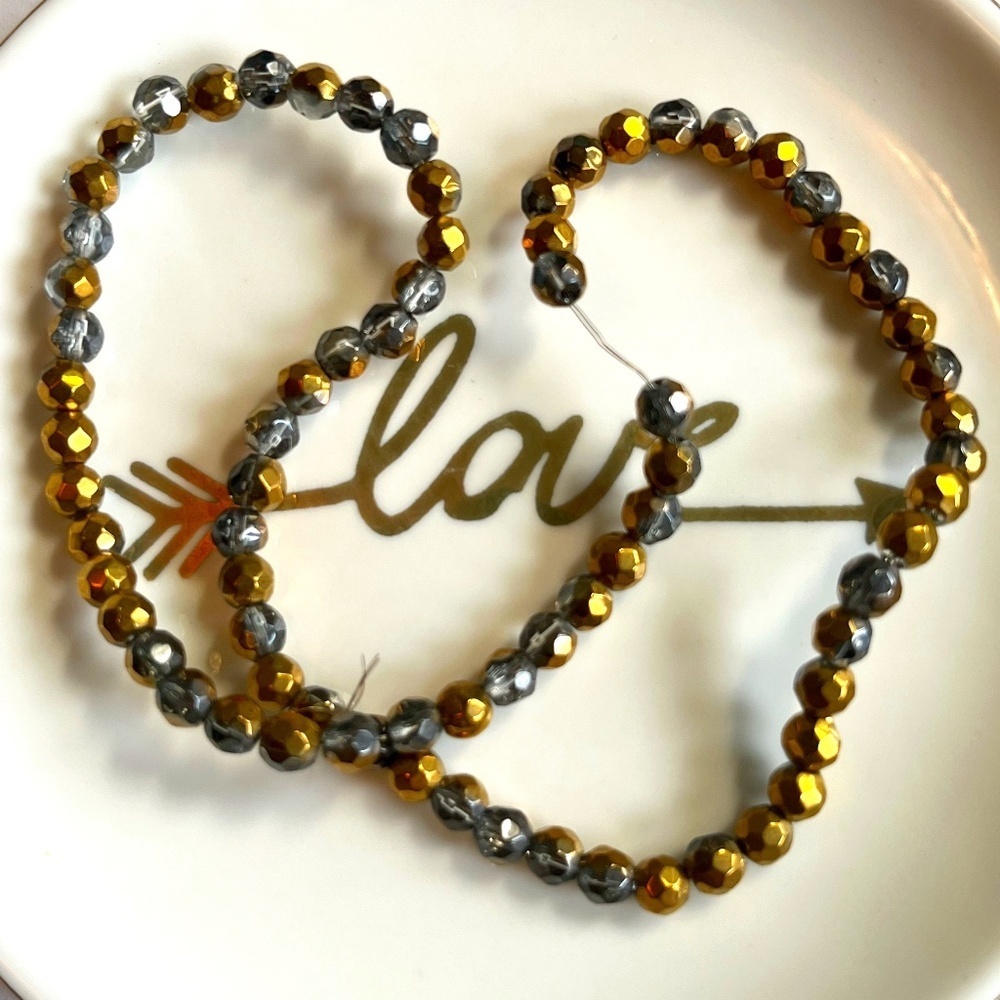 As Low As $2 Gold Smoke Faceted Glass Rounds 4mm (75)